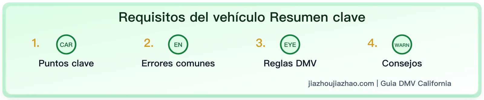 Requisitos del vehículo para el examen de manejo de California