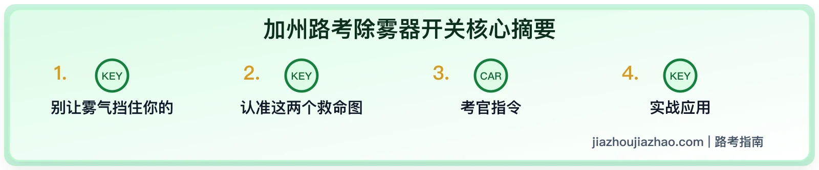 加州路考除雾器操作:Front / Rear Defroster 怎么找