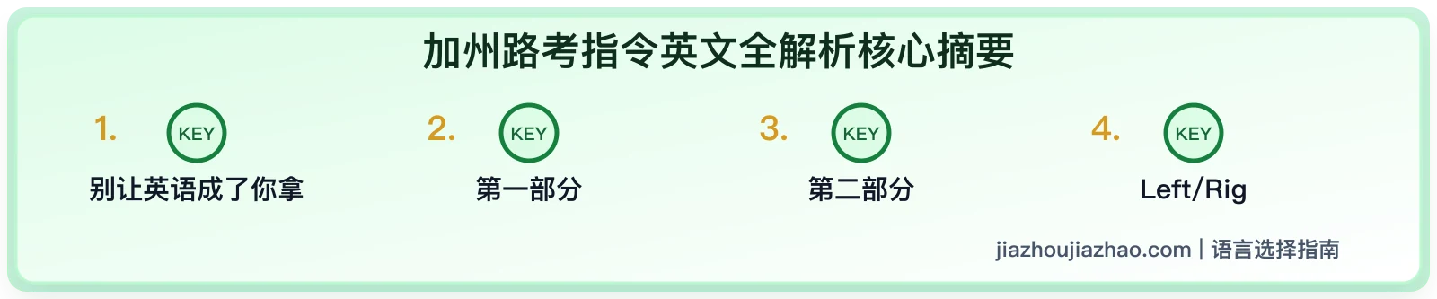 加州路考英文指令:考官常用口令中英对照