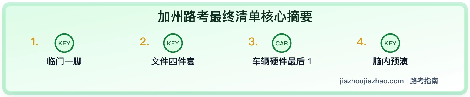 加州路考最终检查清单:文件、车辆、保险和考前动作