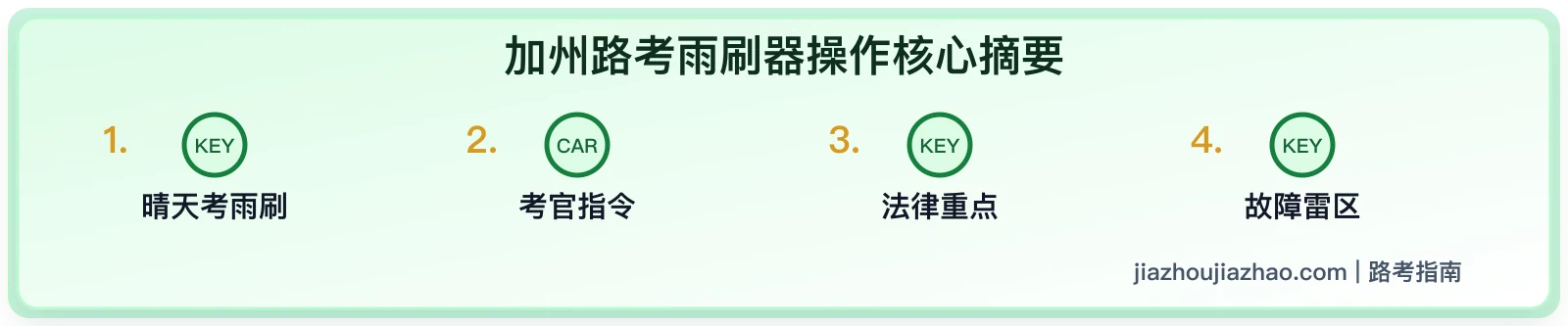 加州路考雨刷器操作:考前怎么演示 Windshield Wipers