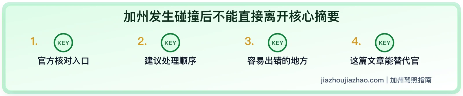 加州发生碰撞后不能直接离开:事故处理和驾照影响