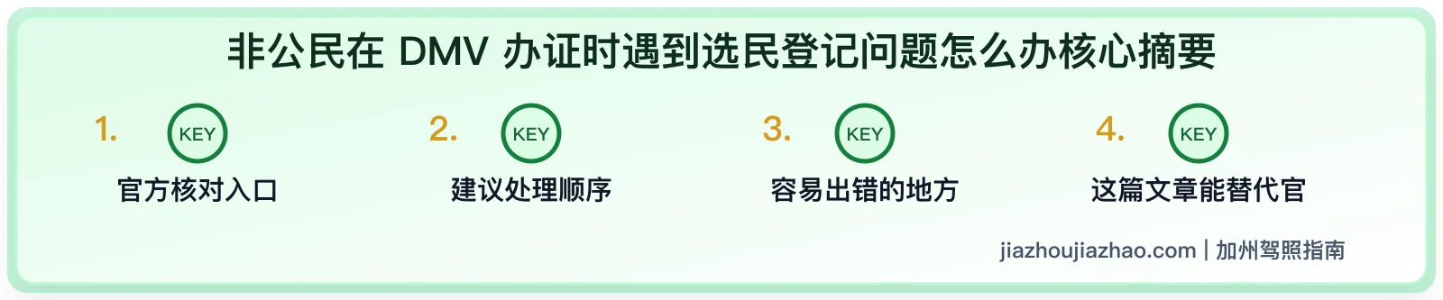非公民在 DMV 办证时遇到选民登记问题怎么办