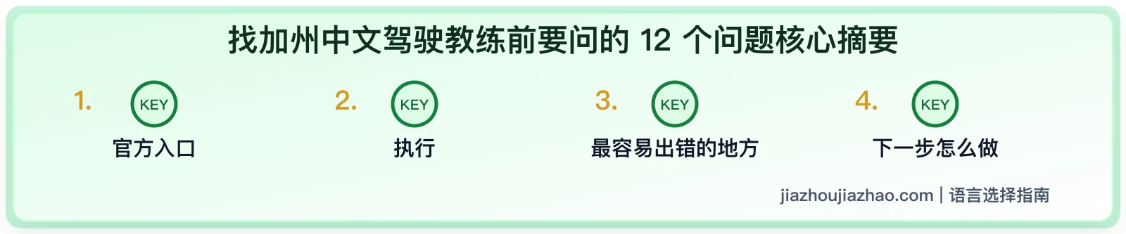 找加州中文驾驶教练前要问的 12 个问题:费用、教练车和陪考