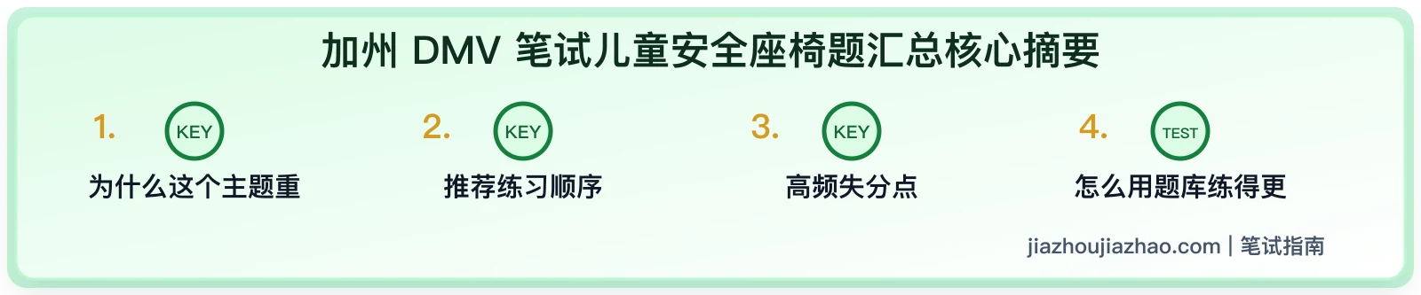 加州 DMV 笔试儿童安全座椅题汇总