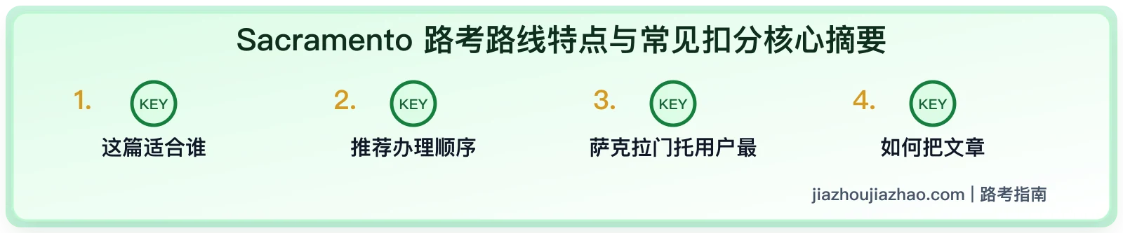 Sacramento 路考路线特点与常见扣分
